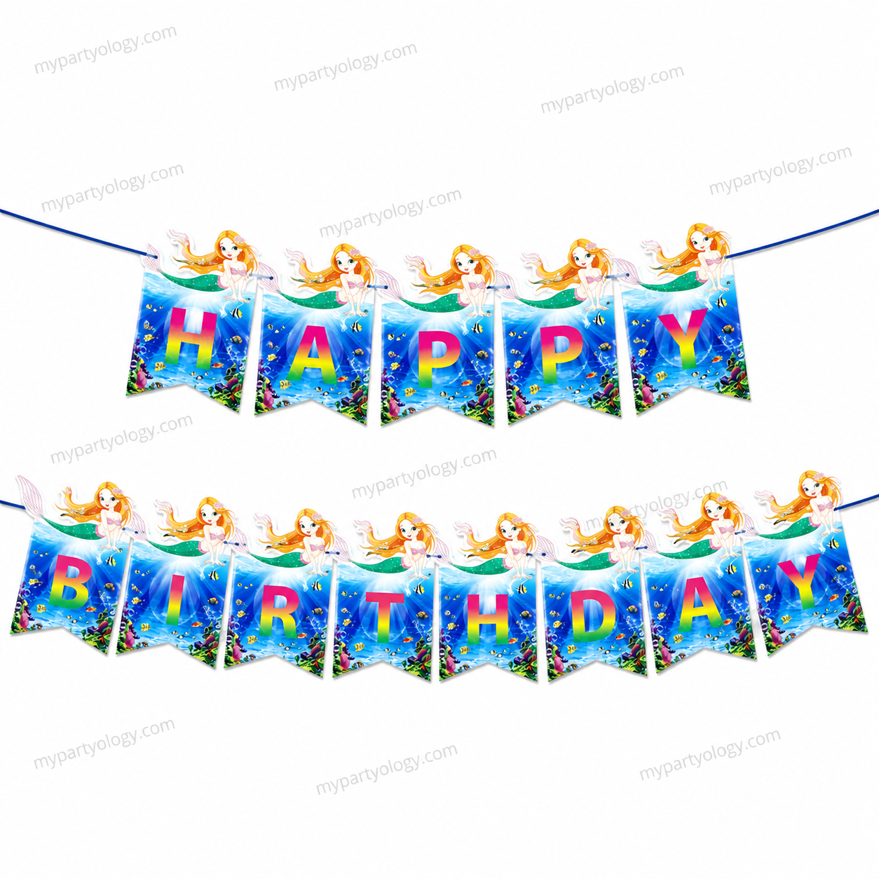 Mermaid Happy Birthday Paper Banner