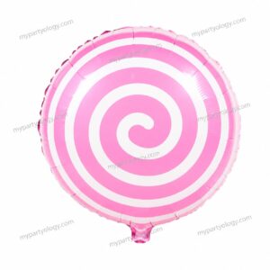 Candy Lollipop Pink & White 18” Foil Balloon