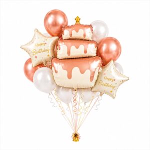 Dripping Cake Happy Birthday Foil & Latex Balloon Set (Pack of 9)