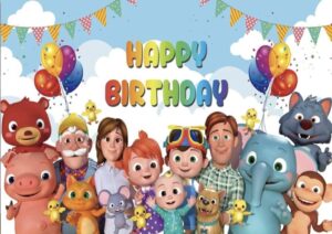 Cocomelon Happy Birthday Backdrop (5x3ft)