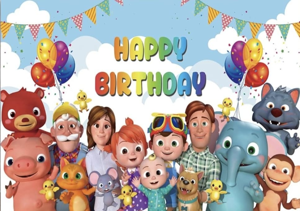 Cocomelon Happy Birthday Backdrop (5x3ft)