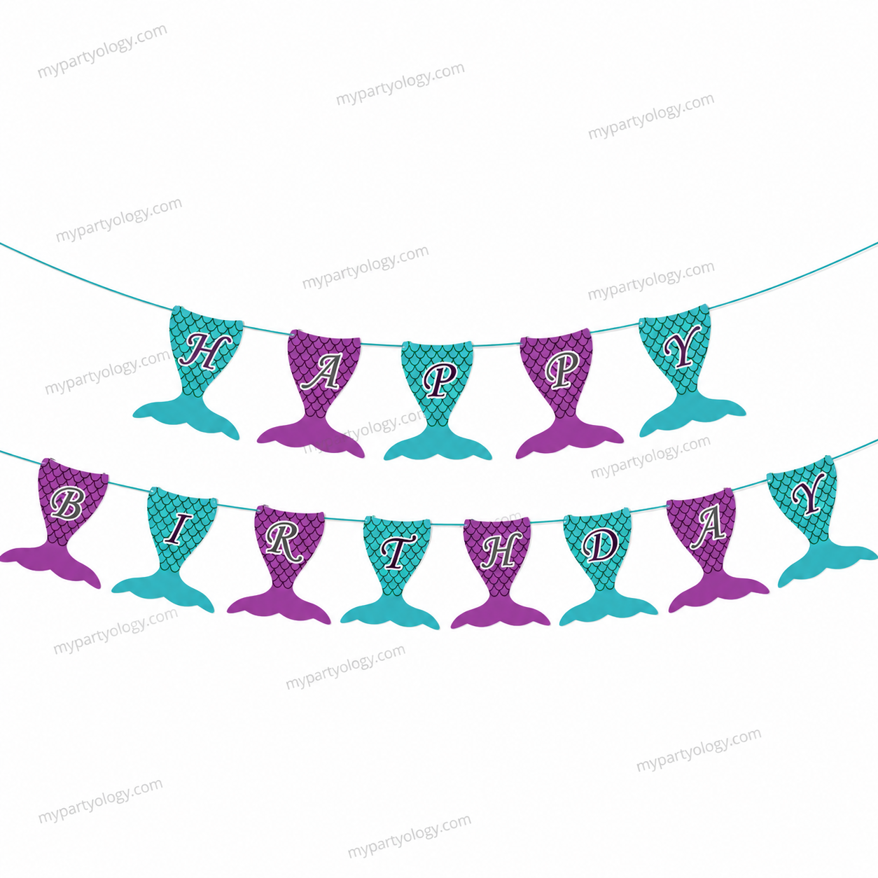 Mermaid Happy Birthday Tail Paper Banner