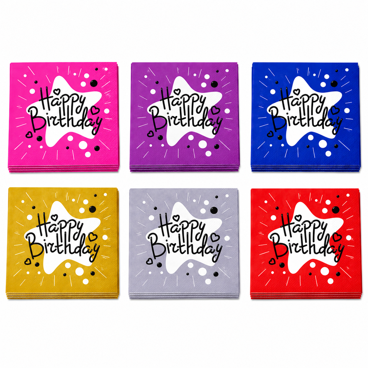 Happy Birthday With Star Paper Napkins (Pack of 20 )