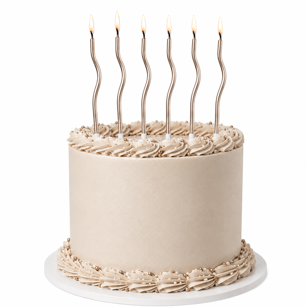 Champagne Gold Swirl Long Candles  ( Pack Of 6 )