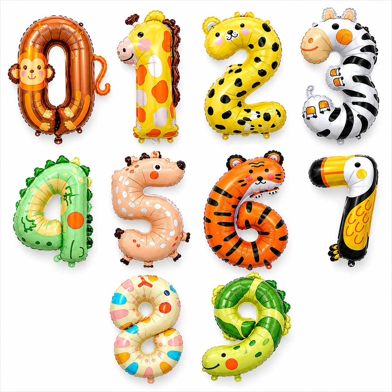 Animal Number Balloons 0-9 (40 Inch)