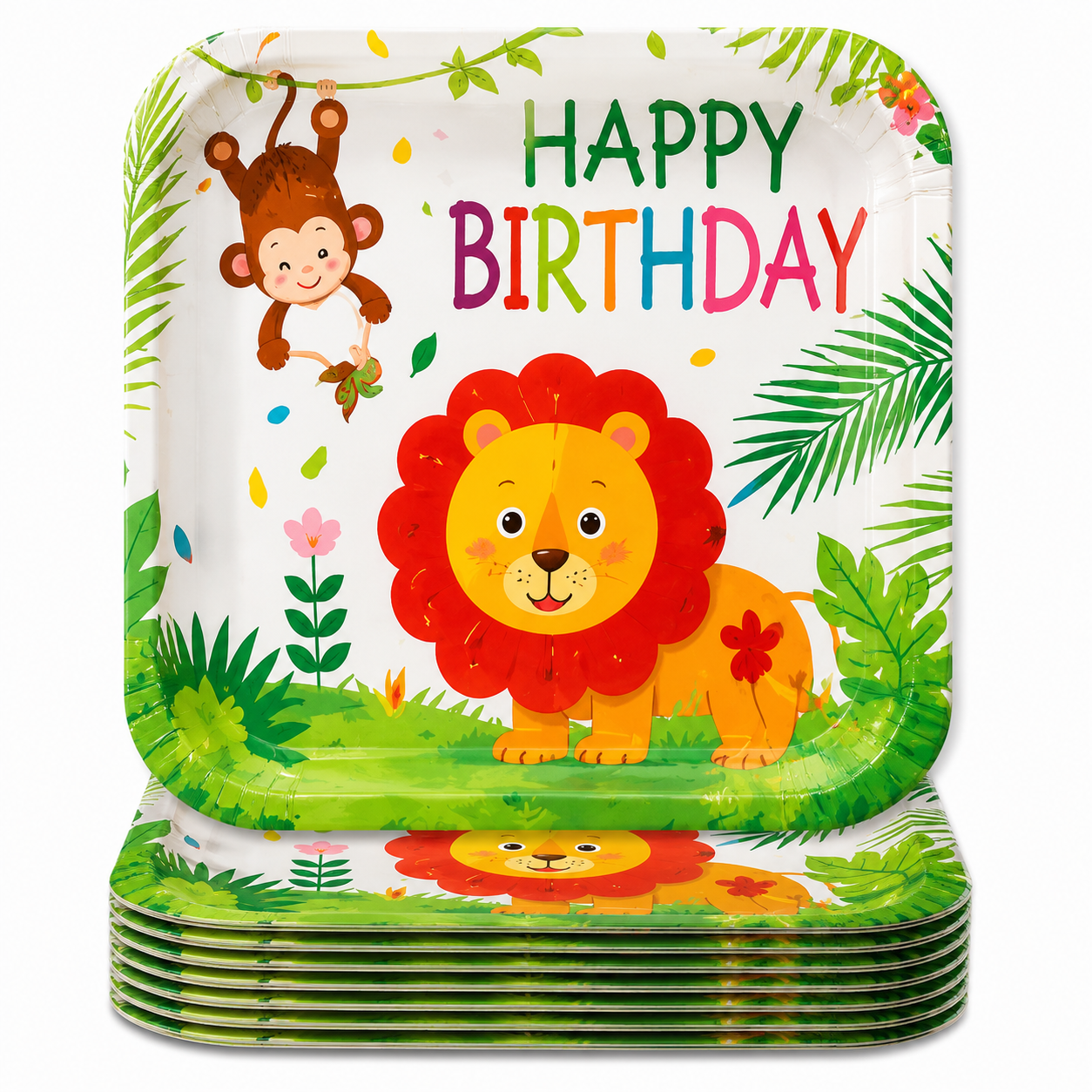 Jungle 7inch Square Paper Plates