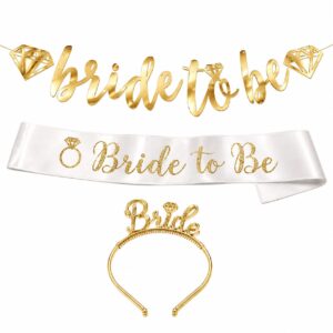 Bride To Be Gold Sash/Tiara/Banner Set (Pack of 3)