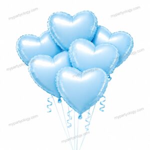 Pastel Blue Metallic Heart 18" Foil Balloon Set (Pack of 5)