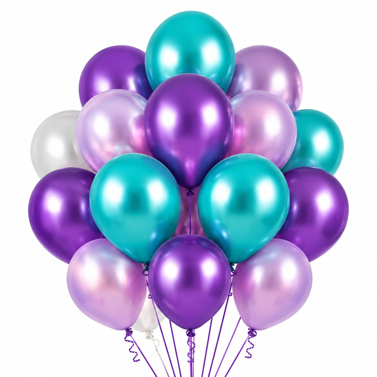 Shades Of Purple, Teal & White 12″ Latex Balloons (Pack of 12)