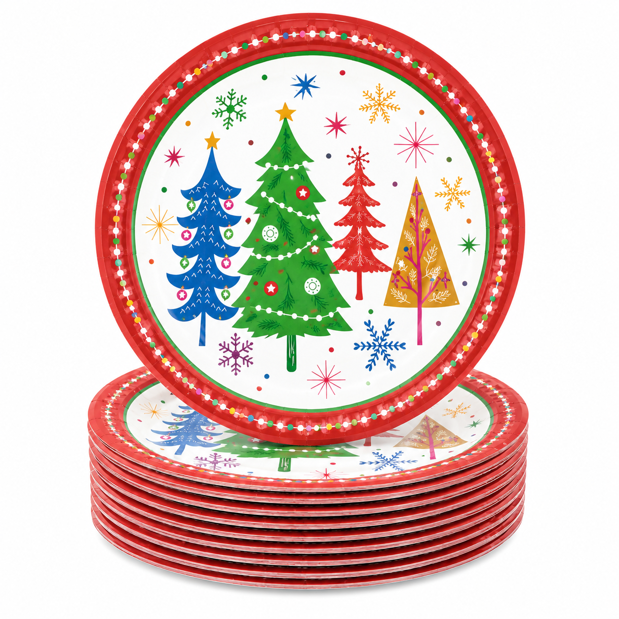 Christmas Tree 9inch Paper Plates (Pack of 10)