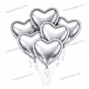 Silver Metallic Heart 18" Foil Balloon Set (Pack of 5)