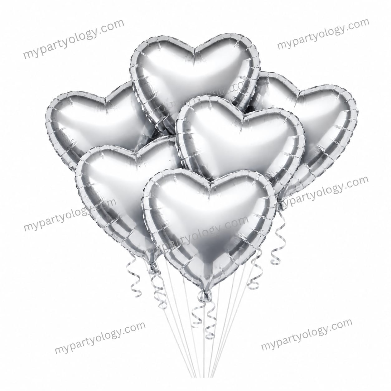 Silver Metallic Heart 18" Foil Balloon Set (Pack of 5)