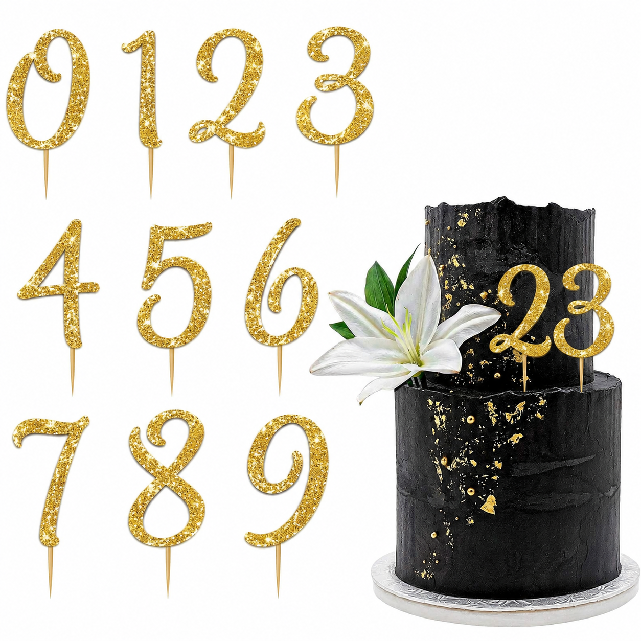 Number Glitter Crown Cake Topper