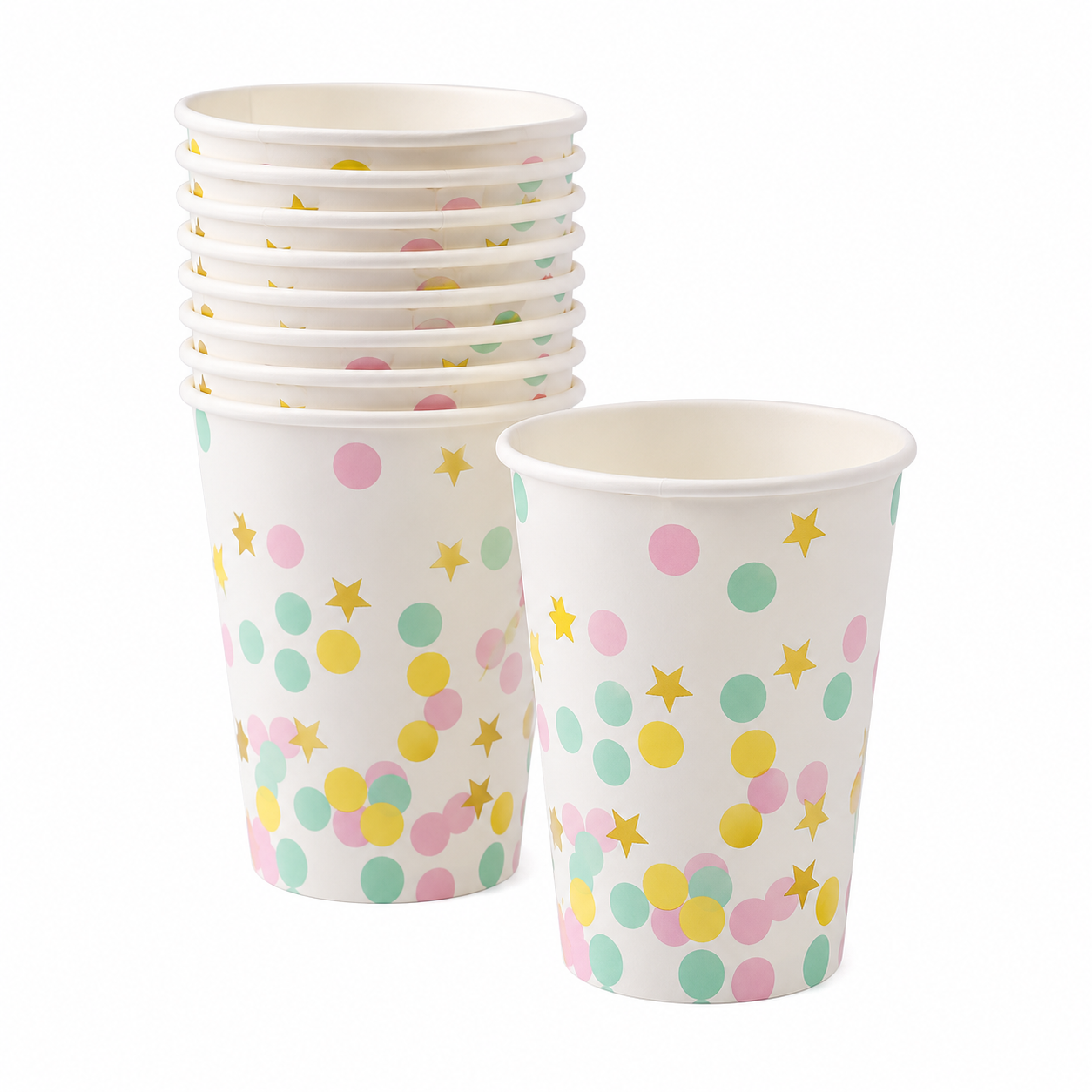 Pastel Polka Dots and Stars Paper Cups (Pack of 10)