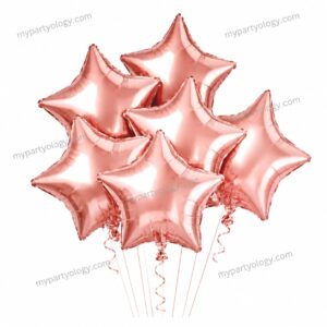 Rose Gold Metallic Star 18" Foil Balloon Set (Pack of 5)