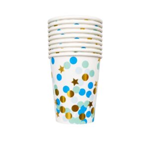 Blue Polka Dots & Gold Star Cups Set (Pack of 10)