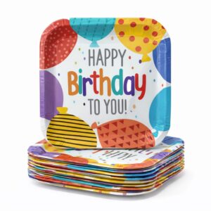 Happy Birthday To You 7inch Square Plates (Pack of 10)