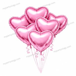 Pastel Pink Metallic Heart 18" Foil Balloon Set (Pack of 5)