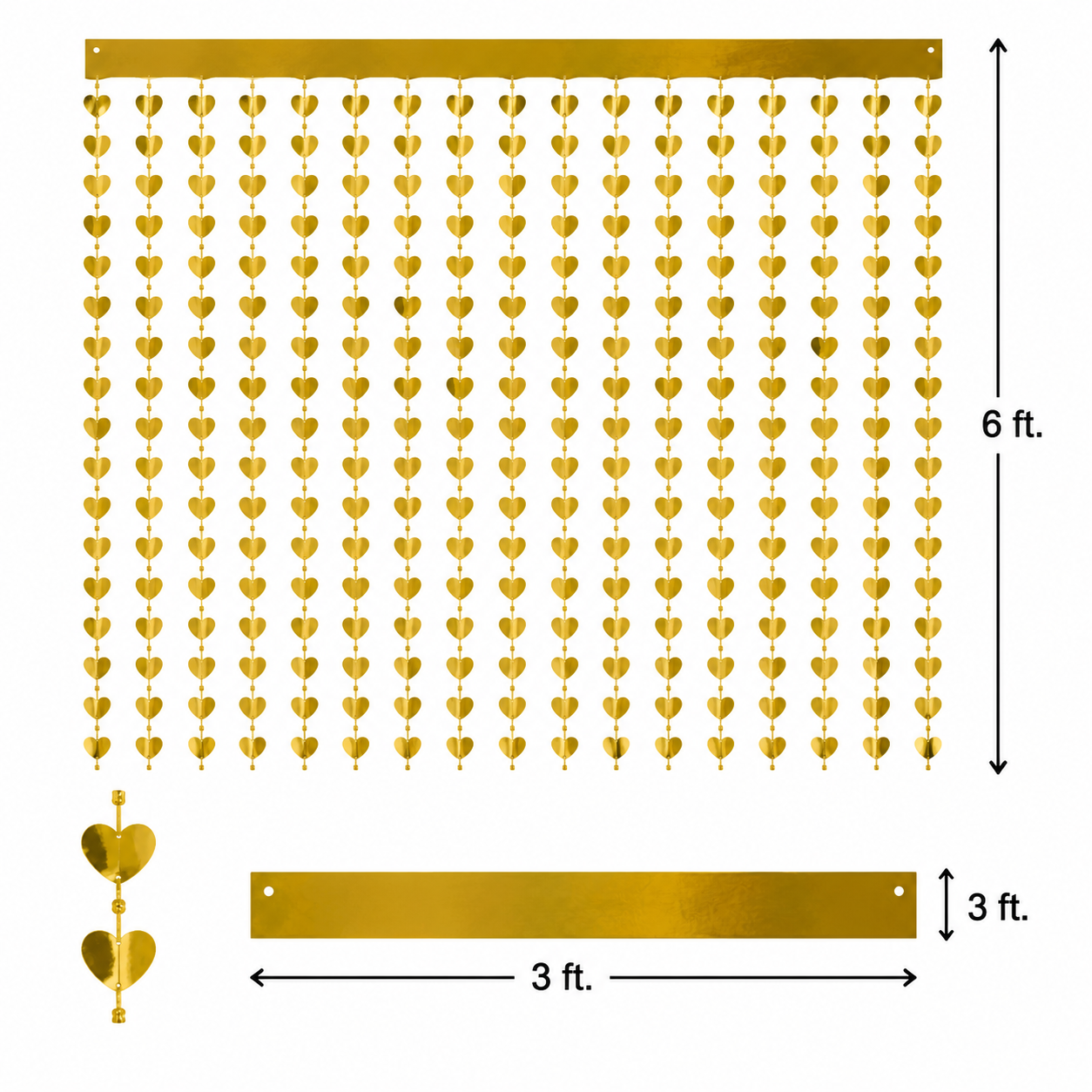 Heart Golden Fringe Foil Curtain