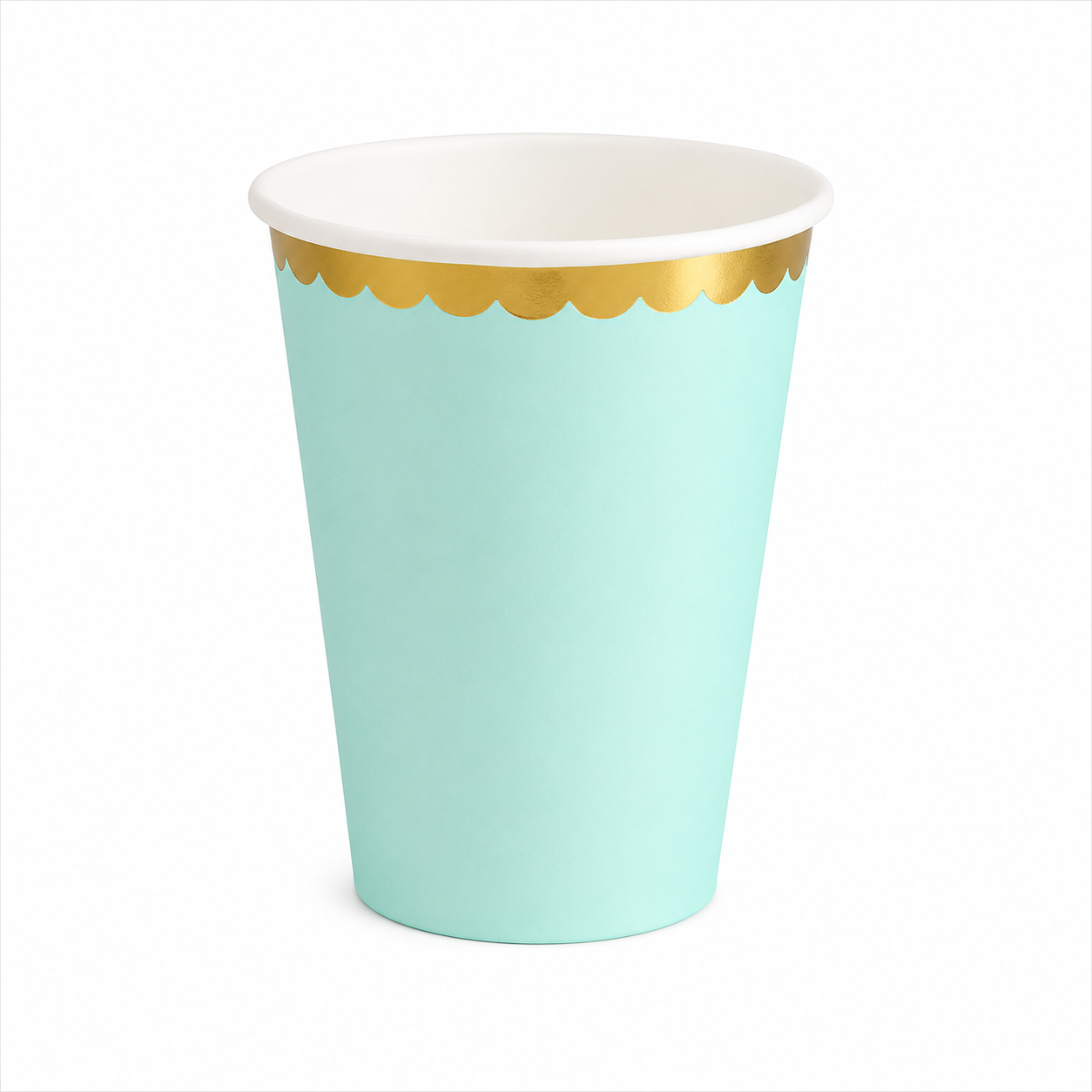 Green W/Gold Scallop Paper Cups Set (10 Pack)