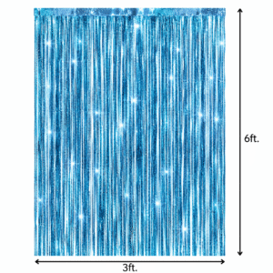Chorme Blue Fringe Foil Curtain