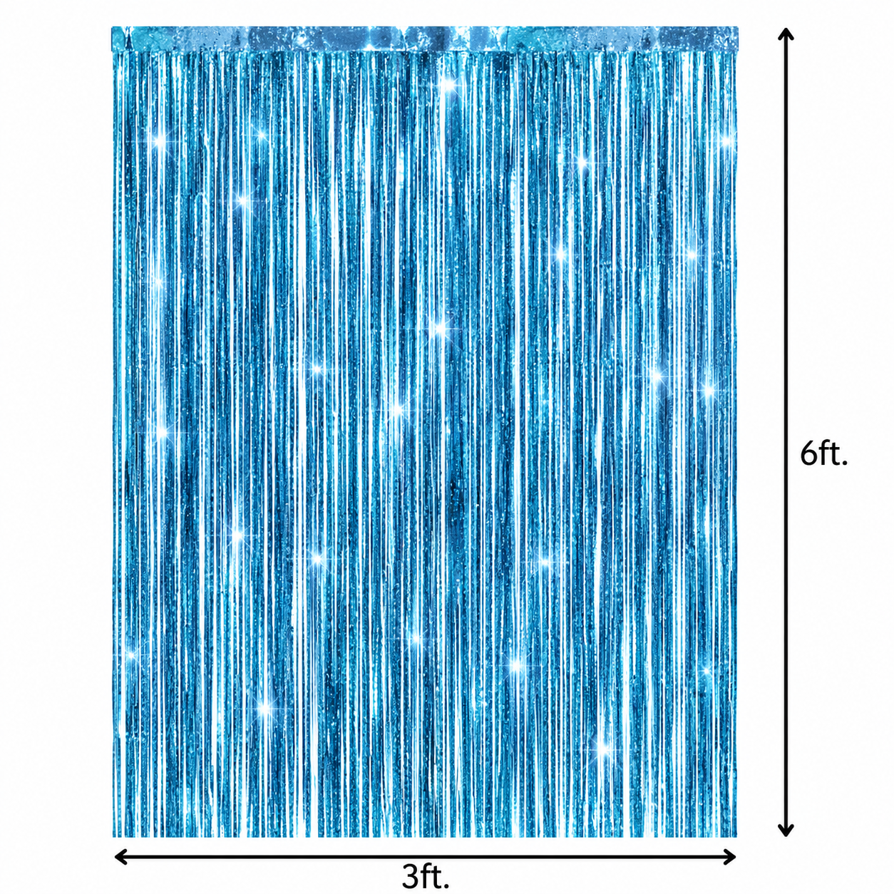 Chorme Blue Fringe Foil Curtain