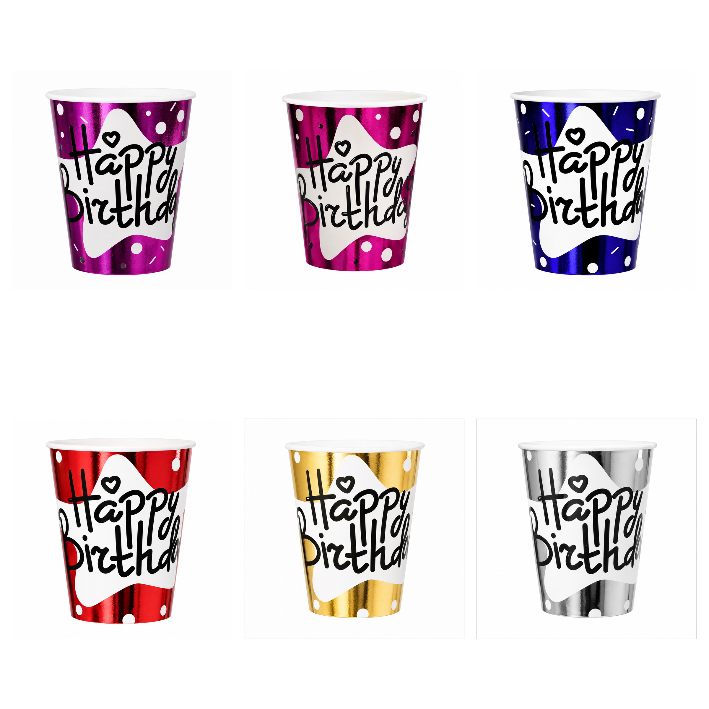 Happy Birthday White Star Paper Cup (Pack of 10)
