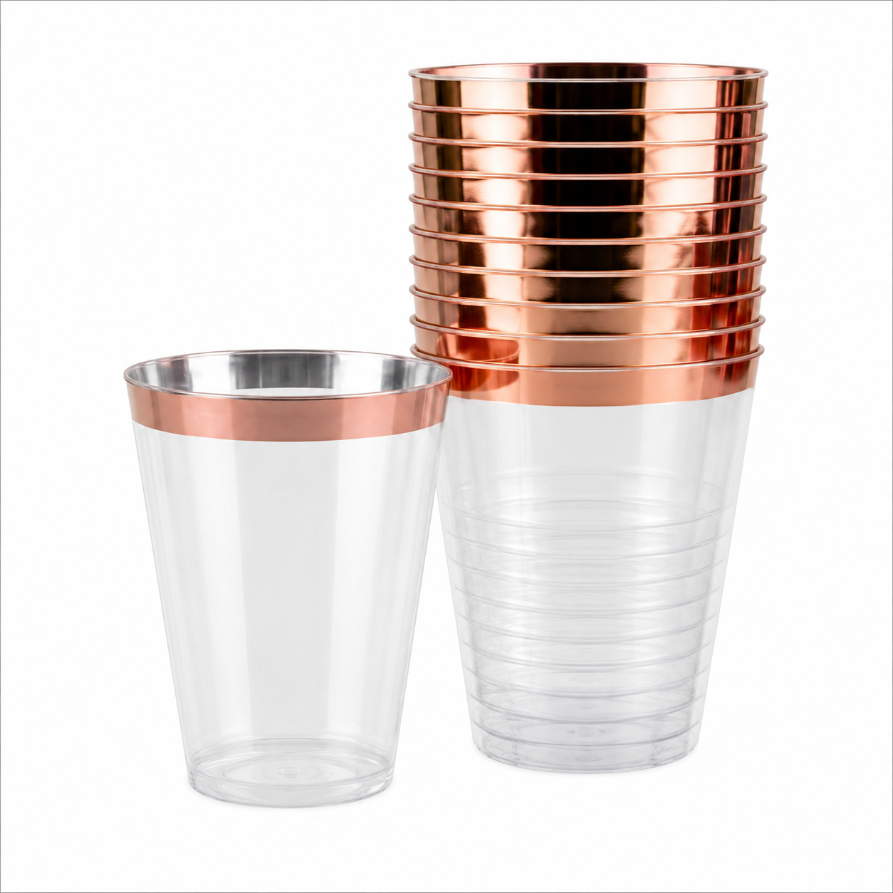 Elegant Rose Gold 12oz Trim Cups (Pack of 5)
