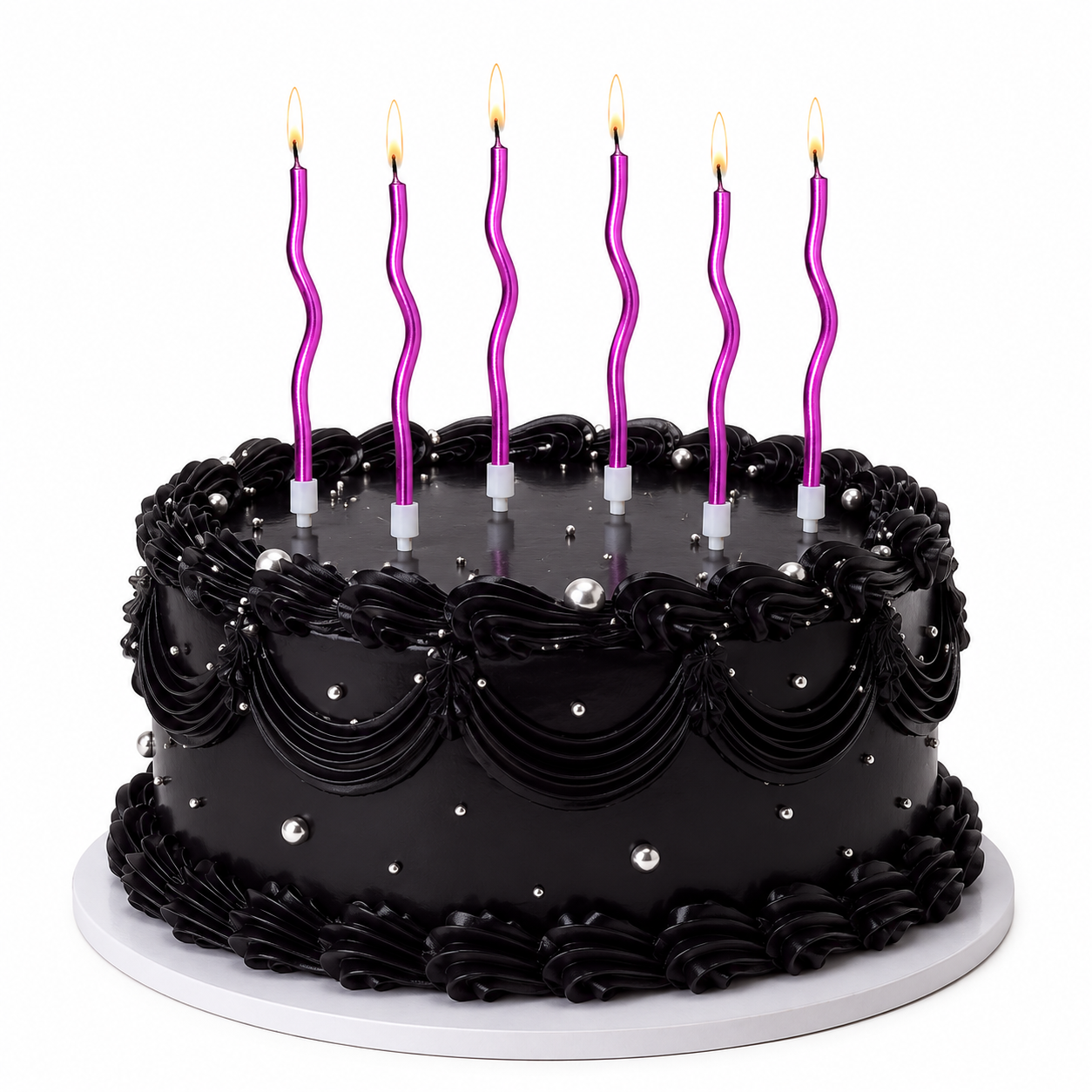 Magenta Purple Swirl Long Candles ( Pack Of 6 )