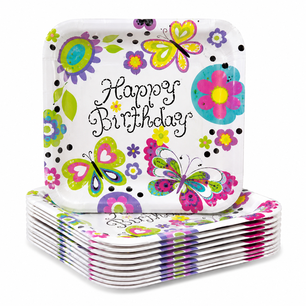 Butterfly 7inch Square Plates (Pack of 10)