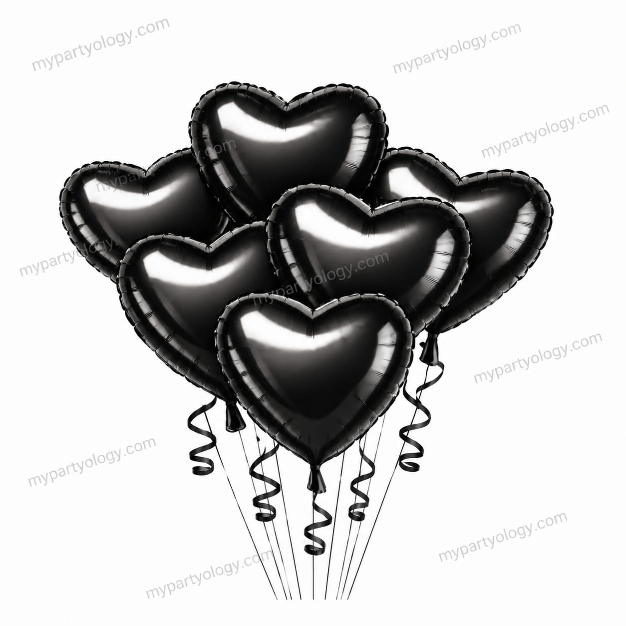 Black Metallic Heart 18" Foil Balloon Set (Pack of 5)