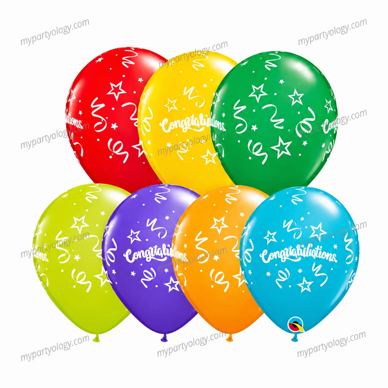 Congratulations Assorted Coloured 12'' Latex Balloons (Pack of 10)
