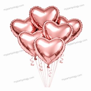 Rose Gold Metallic Heart 18" Foil Balloon Set (Pack of 5)