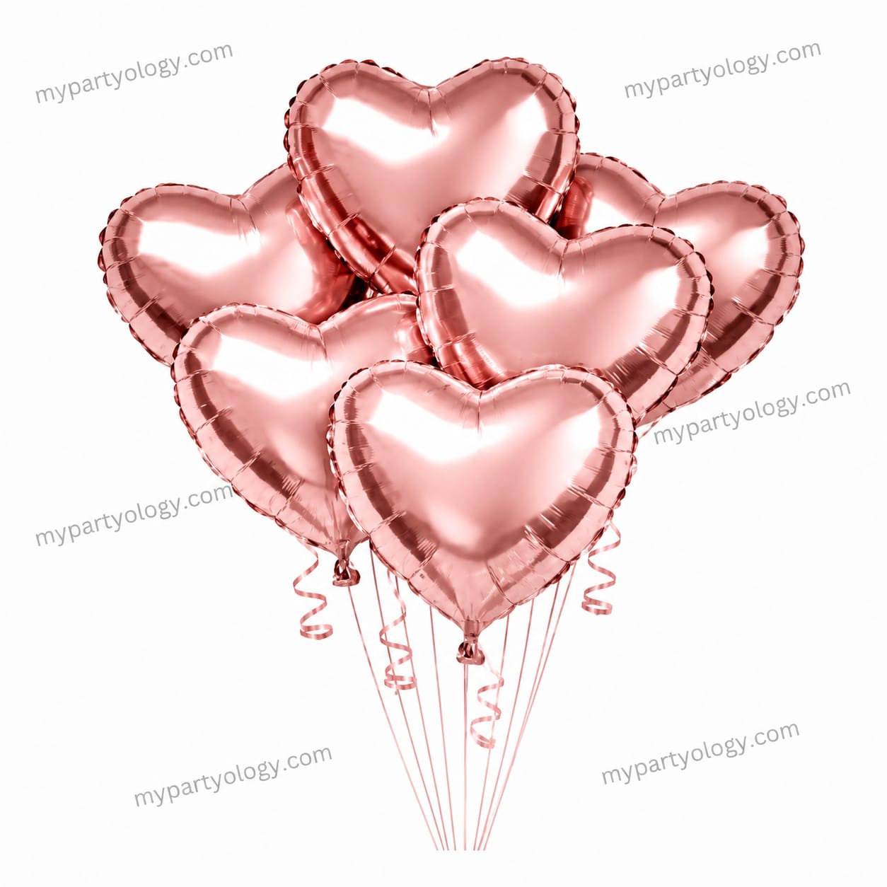 Rose Gold Metallic Heart 18" Foil Balloon Set (Pack of 5)