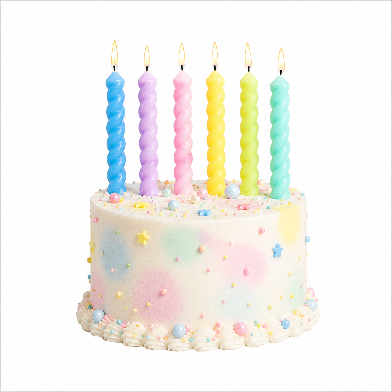 Pastel Twisted Cake Candles (Pack of 6)