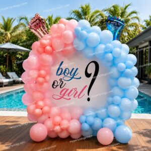 Gender Reveal Boy or Girl Balloon Ring Decorations