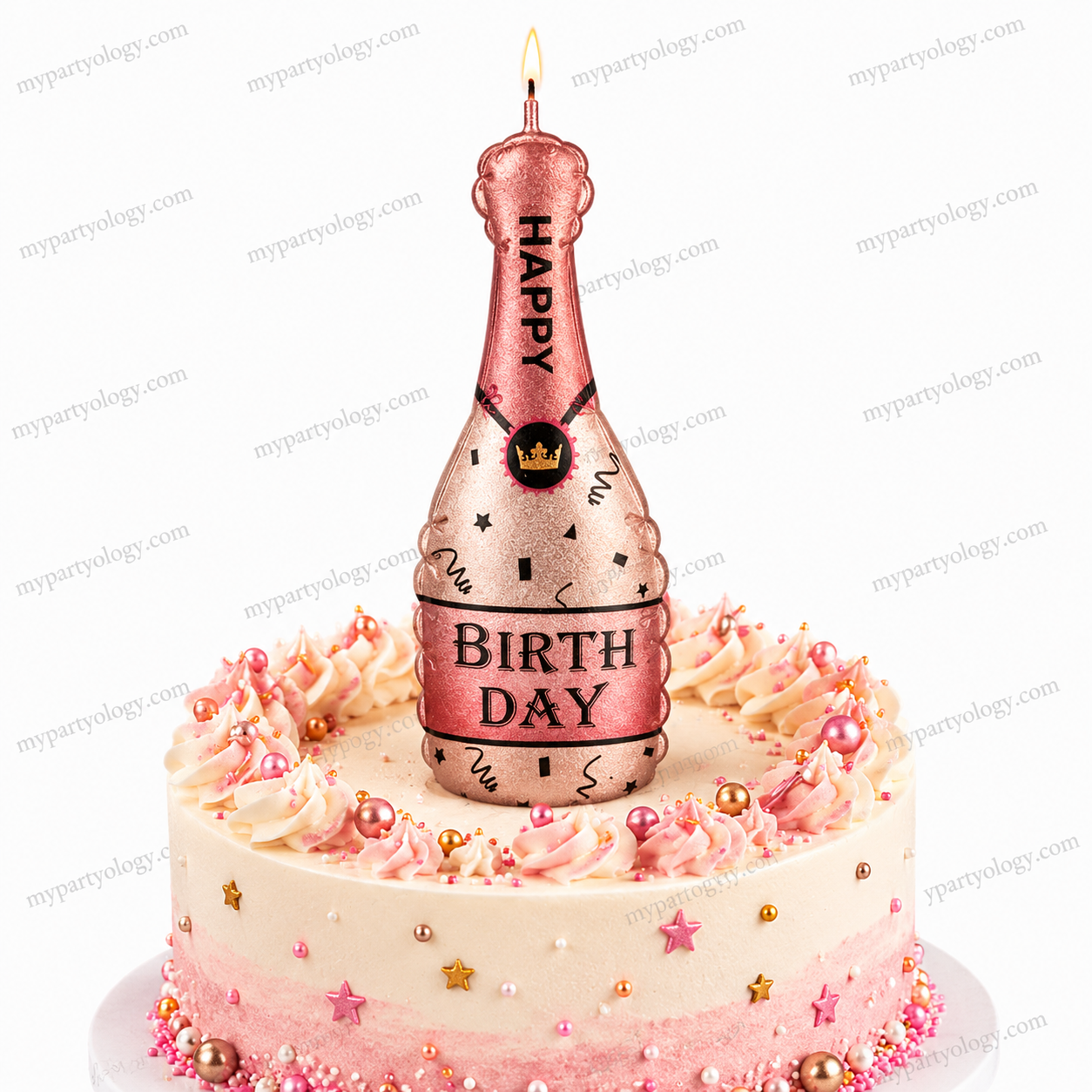 Rose Gold Champagne Bottle Cake Candle