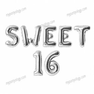 Sweet 16 Silver 16" Foil Balloon Banner