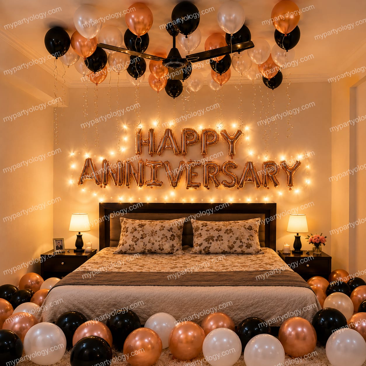 Romantic Anniversary Bedroom Balloon Decoration