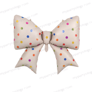 Bow Beige With Multi Colour Polka Dots 39'' Foil Balloon