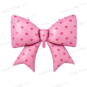 Bow Pink With Hearts 39'' Foil Balloon