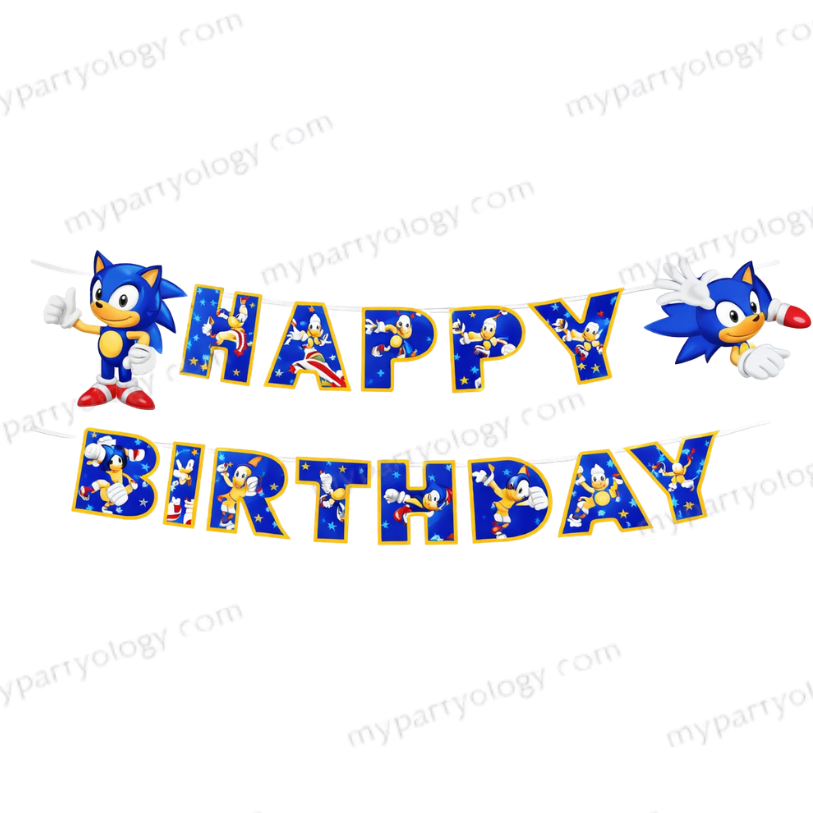 Sonic The Hedgehog Happy Birthday Paper Banner