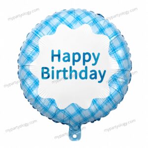 Happy Birthday Blue Checker 18'' Foil Balloon