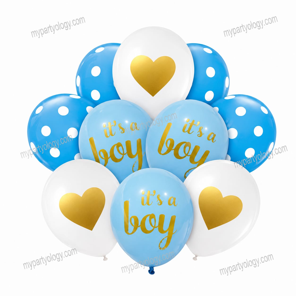 It's a Boy Polka Dots & Hearts 12'' Latex Balloons Set (Pack of 10)