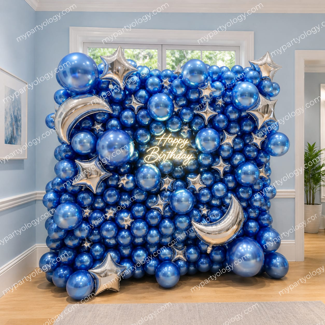 Happy Birthday Starry Nights Balloon Wall Decoration