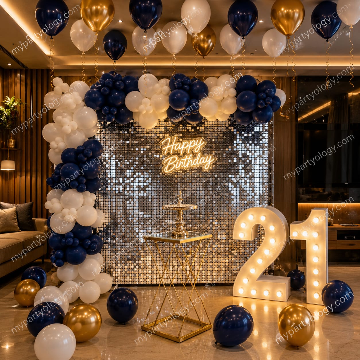 Happy Birthday 21st Elegant Balloon Decoration