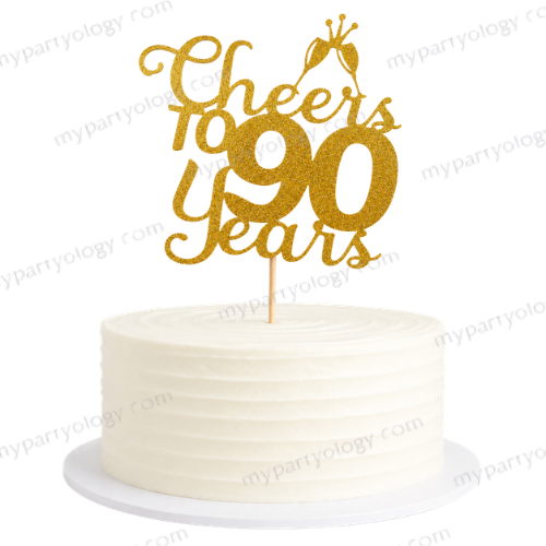 Cheers To 90 Years Cake Topper