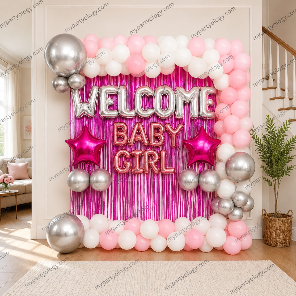 Welcome Baby Girl Balloon Arch Decoration