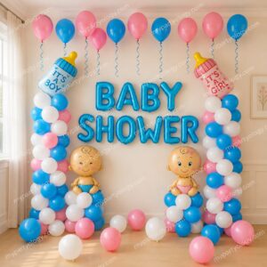 Baby Shower Pink & Blue Bottles Balloon Decor