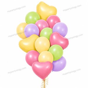 Pastel Heart & Latex Balloon Set (Pack of 16)